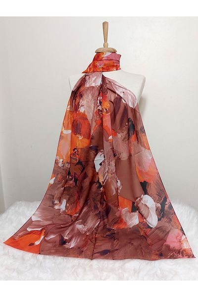 REMOMODA Patterned Watercolor Italian Cotton Flexible Soft Shawl High Quality Flexible-Soft