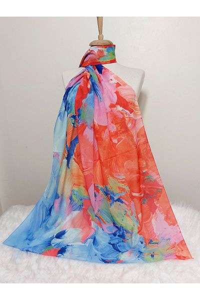 REMOMODA Patterned Watercolor Italian Cotton Flexible Soft Shawl High Quality Flexible-Soft