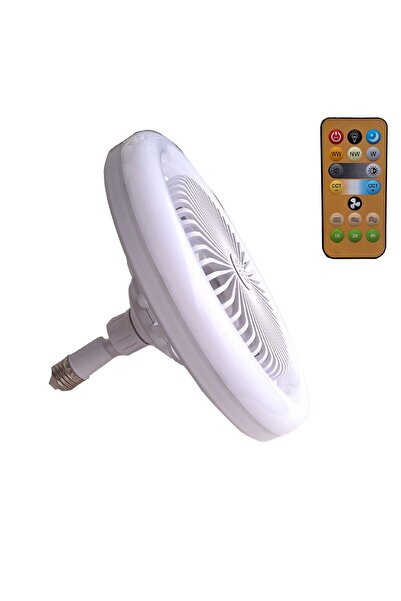Genel Markalar Yok Pervaneli ve Fanlı Kumandalı Led Lamba 3 Farklı Renkli Tekli E27 20 Watt Beyaz Işık Led Ampul C
