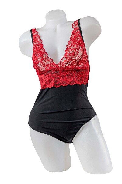 BLD by Exclusive Body microfibra, dantela, rosu cu negru, VIONA, BLD by Exclu...