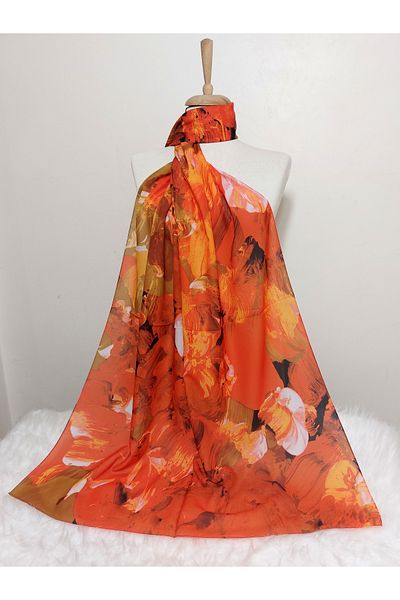 REMOMODA Patterned Watercolor Italian Cotton Flexible Soft Shawl High Quality Flexible-Soft