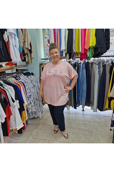Nihal Eren Butik Büyük Beden Standart Beden Taşlı T-Shirt