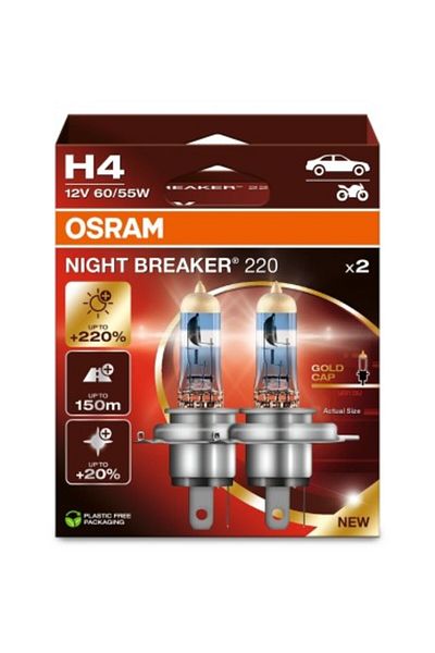 Osram Set de 2 becuri auto Osram H4 Night Breaker +220% 12V 60/55W