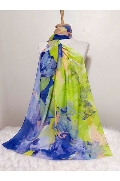 REMOMODA Patterned Watercolor Italian Cotton Flexible Soft Shawl High Quality Flexible-Soft