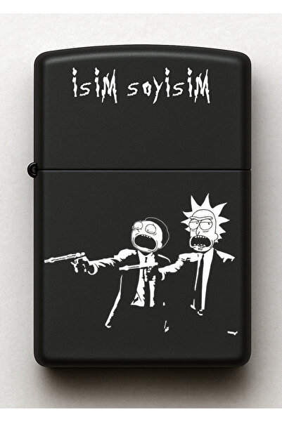 Melek Pazarı Rick and Morty Rick Fiction Desenli Kişiye Özel İsimli Siyah Ben...