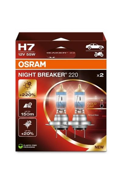 Osram Set de 2 becuri auto cu halogen Osram H7 Night Breaker +220% 12V, 55W