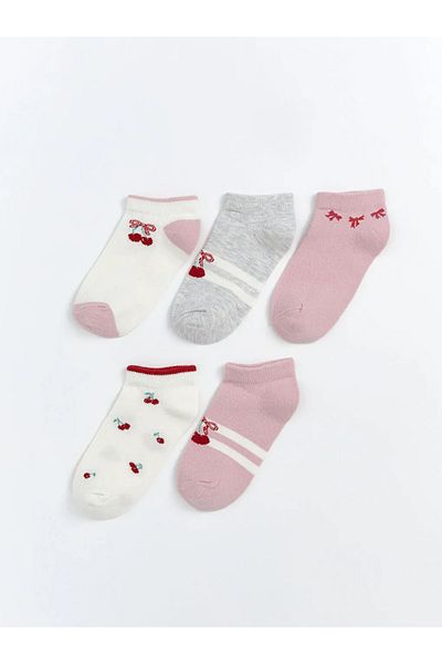 LC Waikiki Lcw Kids Ecru Patterned Girls' Booties Socks 5-Piece