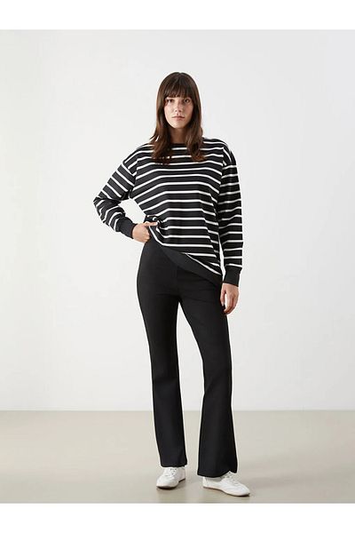 LC Waikiki Lcw Comfort Black Elastic Waist Flared Leg Women's Leggings Pants