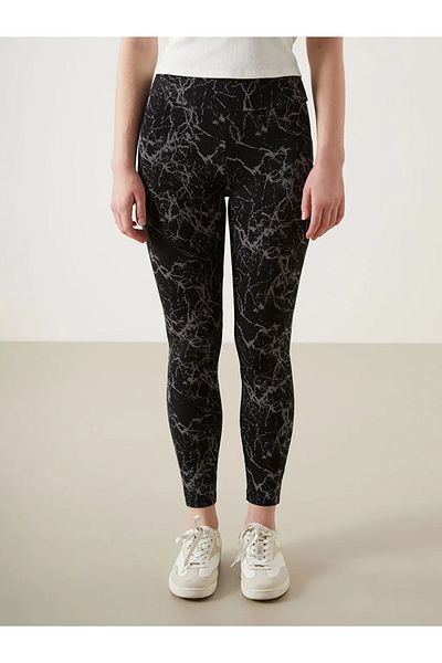LC Waikiki Lcw Vision Women's Black Elastic Waist Patterned Leggings