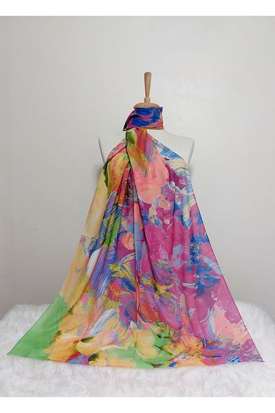 REMOMODA Patterned Watercolor Italian Cotton Flexible Soft Shawl High Quality Flexible-Soft