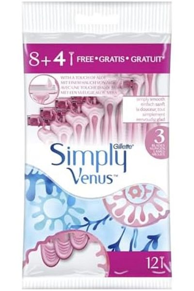 Gillette Venus Simply Venus 3 Razor, 12 Count Special Offer