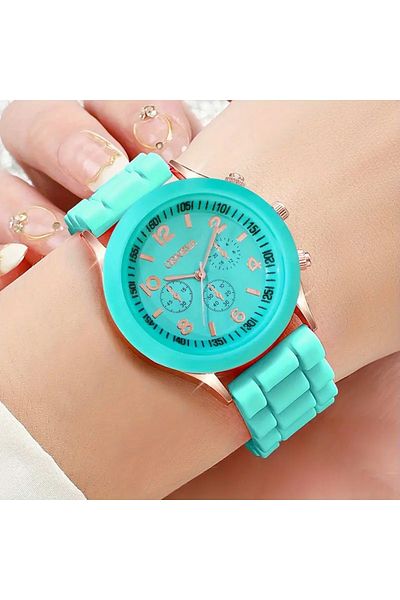 Geneva Women's Silicone Band Red Wrist Watch – Stylish and Sporty Design