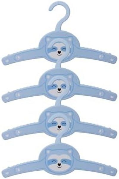 STOREMAX Mrttnca Cute Blue Teddy Bear 4-Piece Plastic Children's and Baby Hanger, Baby Hanger Set, Children's Hanger