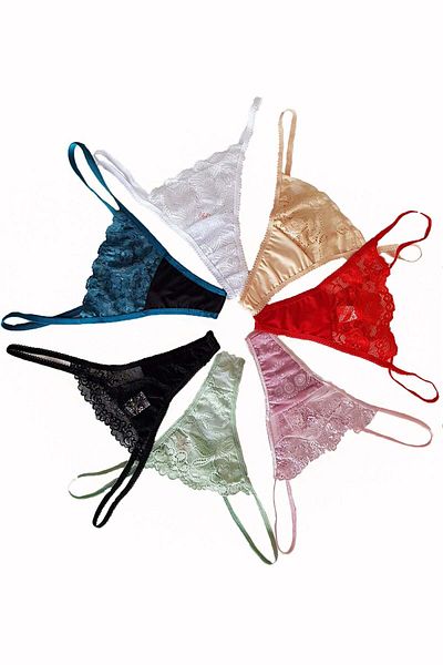 BLD by Exclusive Set of 7 thong panties, lace, multicolor, FANTAZIA, BLD by Exclusive