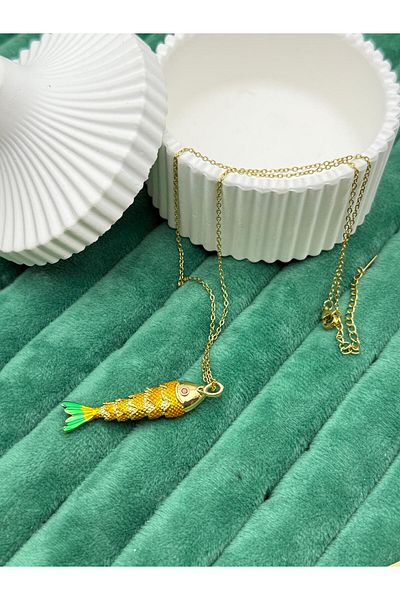 ilvesa shop New Season Colorfast Moving Orange Fish Steel Necklace