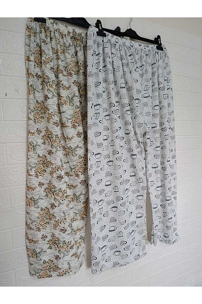 anne moda ankara Oversize, Full Summer, 100% Cotton, Pack of 2, Long, Pajama Bottom