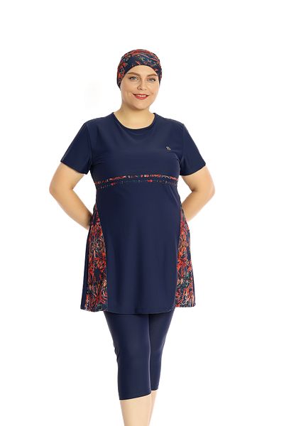 İKSUN Battal Large Size Lycra Long Sleeve Full Covered Hijab Swimsuit