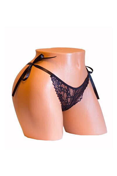 BLD by Exclusive Brazilian panties, lace, satin bows, Laurette, black, BLD by Exclusive