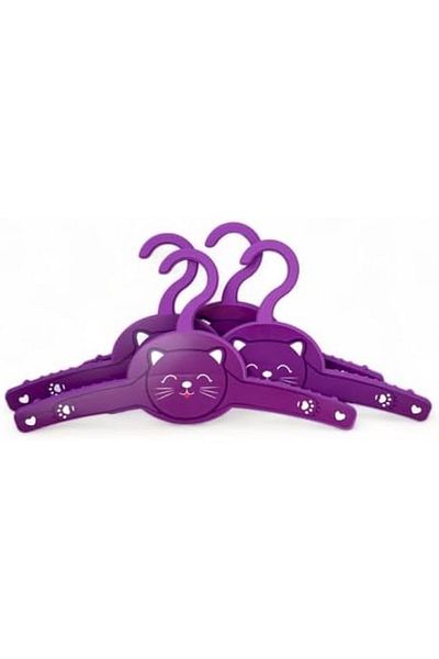 STOREMAX Jvnnastore Cute Purple Cat 4-Piece Plastic Children's and Baby Hanger, Baby Hanger Set, Children's Hanger