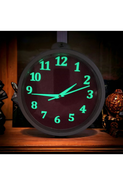 DEKORANLA Karanlıkta Parlayan Kırmızı Beyaz Duvar Saati, 22 cm, Salon, Mutfak...
