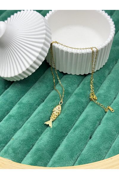 ilvesa shop New Season Colorfast Moving Fish Steel Necklace
