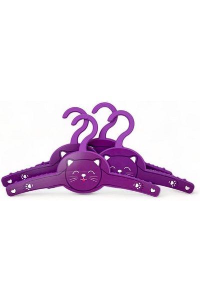 STOREMAX Jvnnastore Cute Purple Cat 4-Piece Plastic Children's and Baby Hanger, Baby Hanger Set, Children's Hanger