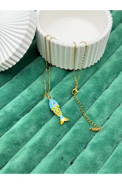ilvesa shop New Season Non-Tarnish Colorful Moving Fish Steel Necklace
