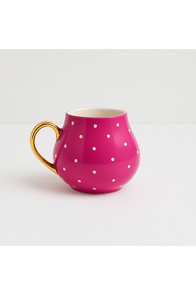 Kosova 251 Polka Dot Round Fuchsia Porcelain Mug