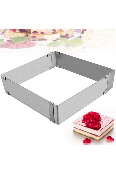 STOREMAX Ntwork Home Adjustable Cake and Pastry Mold Made of Stainless Steel, Square and Rectangular Adjustable