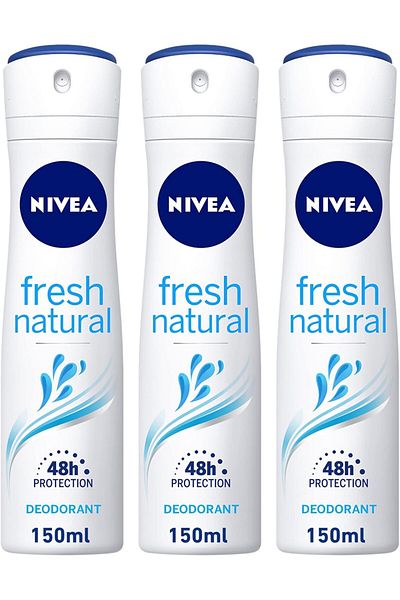 NIVEA Refreshing Natural Ocean Extract Spray Deodorant for Women, 48 Hour Protection, 3x150ml