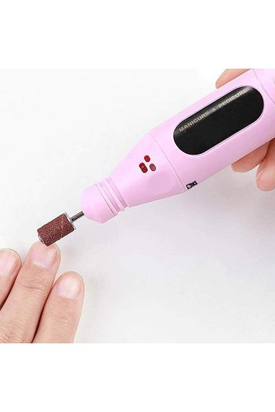 SIKS ® Electric Nail File, 6 Interchangeable Heads, Adjustable Speed, 20000 Rpm, Pink