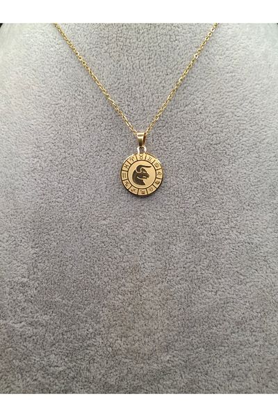 Han Ticarethane Gold Color Round Model Taurus Steel Necklace