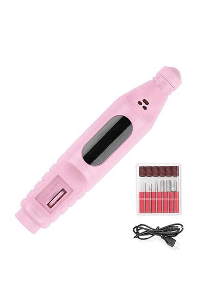 SIKS ® Electric Nail File, 6 Interchangeable Heads, Adjustable Speed, 20000 Rpm, Pink