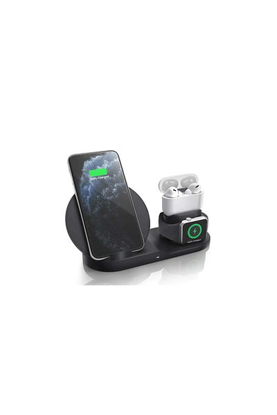 SIKS Încărcător wireless universal rapid 3 în 1, stație de încărcare pentru telefon, Airpods, ceas inteligent