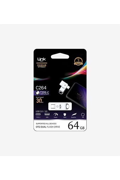 Linktech 64Gb Type-C Usb-A Otg Flash Memory Dual Connection
