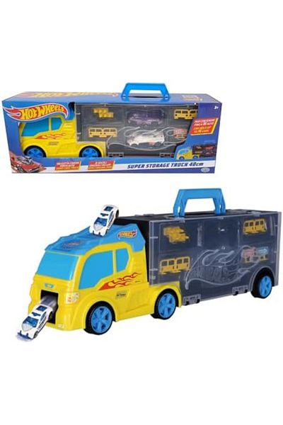 ODS Hot Wheels Transporter 40 Folding Car Carrier with Three Vehicles and Road Signs