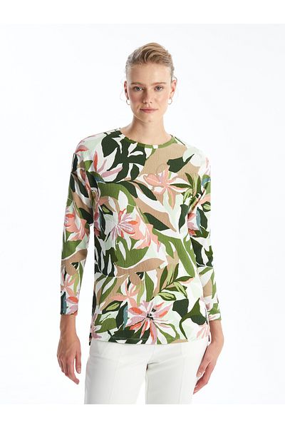 LC Waikiki Crew Neck Patterned Women's Sweatshirt Tunic