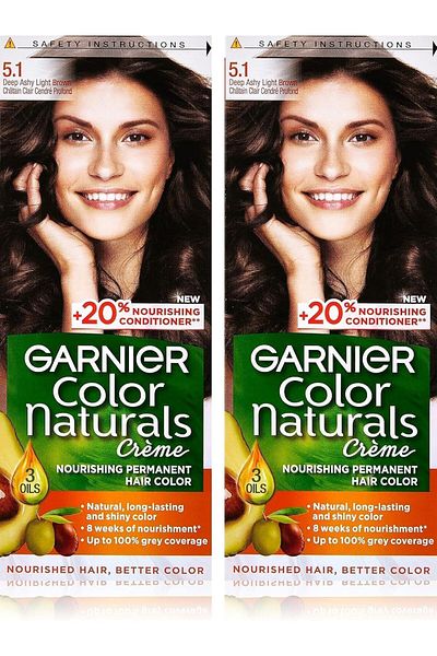 Garnier Color Naturals, 5.1 Deep Ashy Light Brown, Permanent Hair Color, Pack of 2