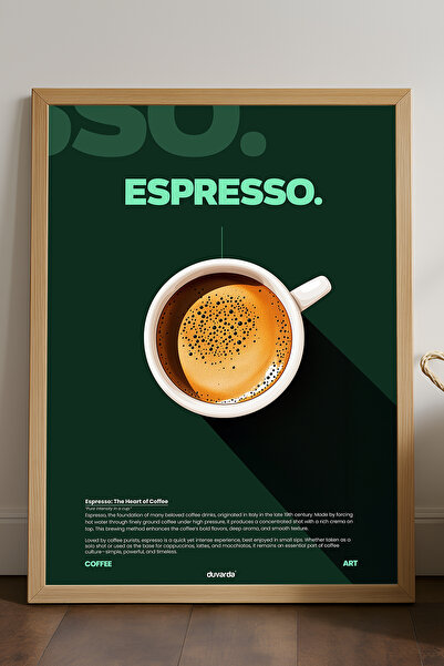 Duvarda Poster cu ramă din lemn natural cu cafea espresso, pictură decorativă...