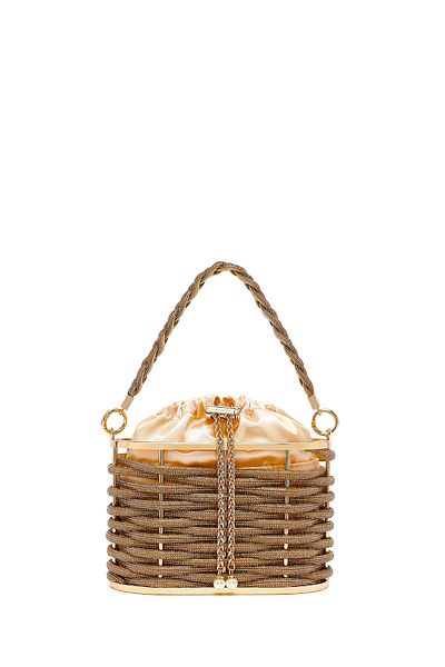 Derimod Women's Gold Stone Box Evening Dress Bag 25Sbd2955Ts