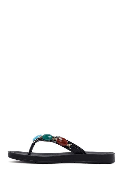 Derimod Papuci de damă negri Flip Flops Stone 25SFE463018