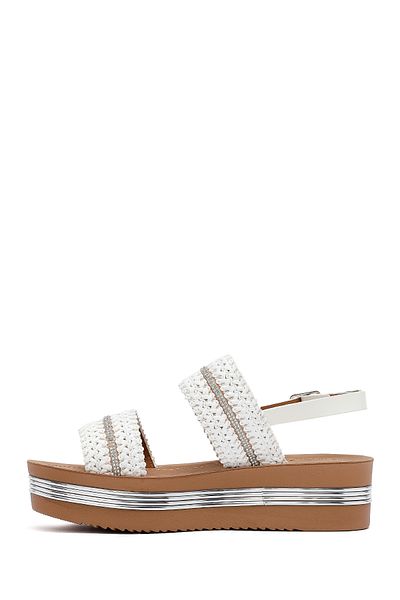 Derimod Women's White Thick Soled Braided Sandals 25Sfe464714