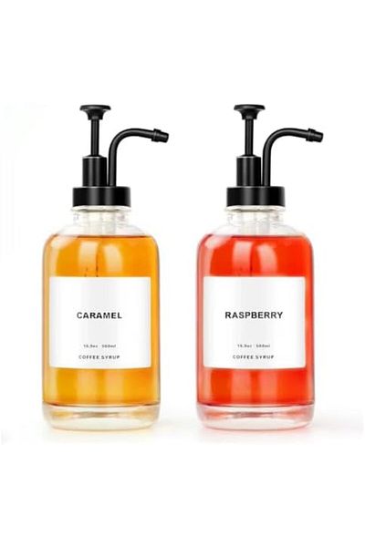STOREMAX lvnmblya Set de 2 dozatoare de săpun lichid și loțiune din sticlă de 500 ml – Cap cromat de înaltă calitate, elegant