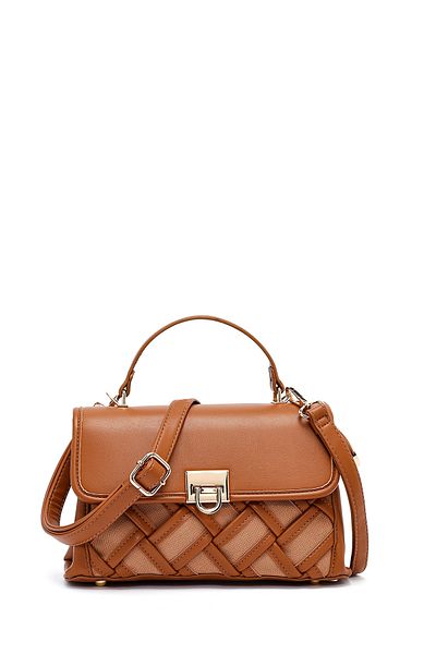 Derimod Women's Tan Long Strap Patterned Shoulder Bag 25Sbd26446F