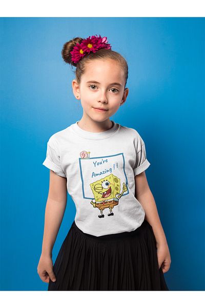 SEVBANO Spongebob, ești minunat! Tricou unisex pentru copii cu desene animate (vârsta 1-12)