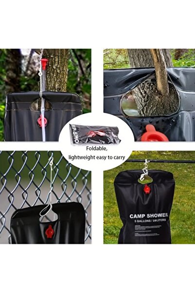 chain 20L PVC Portable Shower-Purpose Solar Powered with Detachable Hose&Spray Nozzle for Bathing,Washing