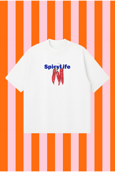 PURE POWER Spicy Life Boxy Fit oversized Unisex 100% Μπλουζάκι Βαμβάκι τεμαχί...