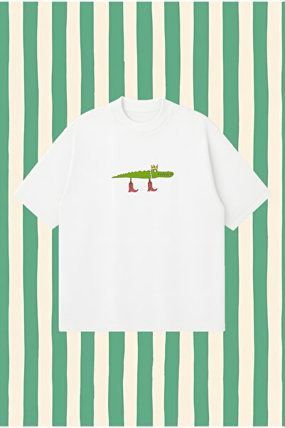 PURE POWER تي شيرت تمساح بوكسي فيت كبير الحجم للجنسين – تي شيرت مطبوع |   ملا...