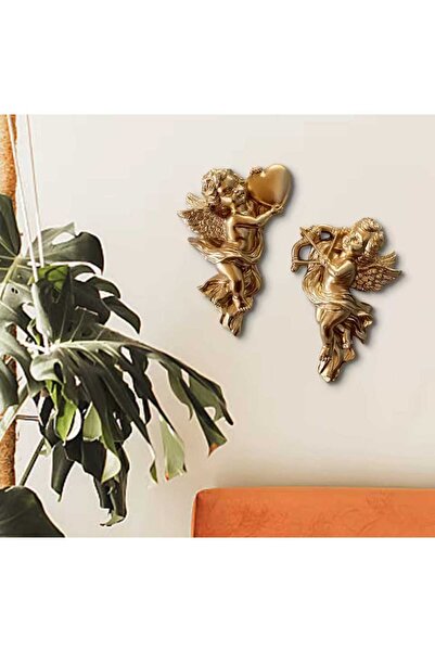 DEKORANLA İki Parça Melek Figürü, Duvar Dekoru, Sevgili Temalı Dekoratif Biblo