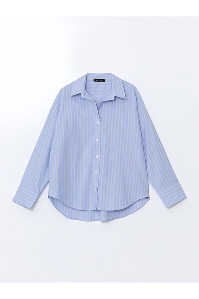 LC Waikiki Çizgili Oversize Poplin Kadın Gömlek